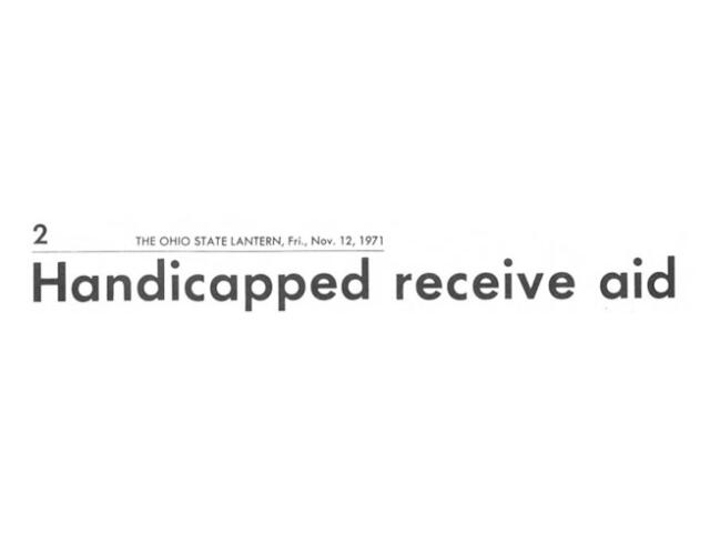 An article title that reads "Handicapped receive aid" from November 12, 1971.