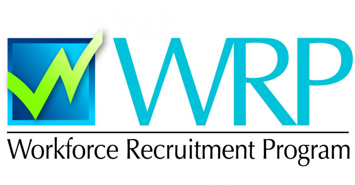 Workforce Recruitment Program logo, featuring the acronym WRP in blue letters